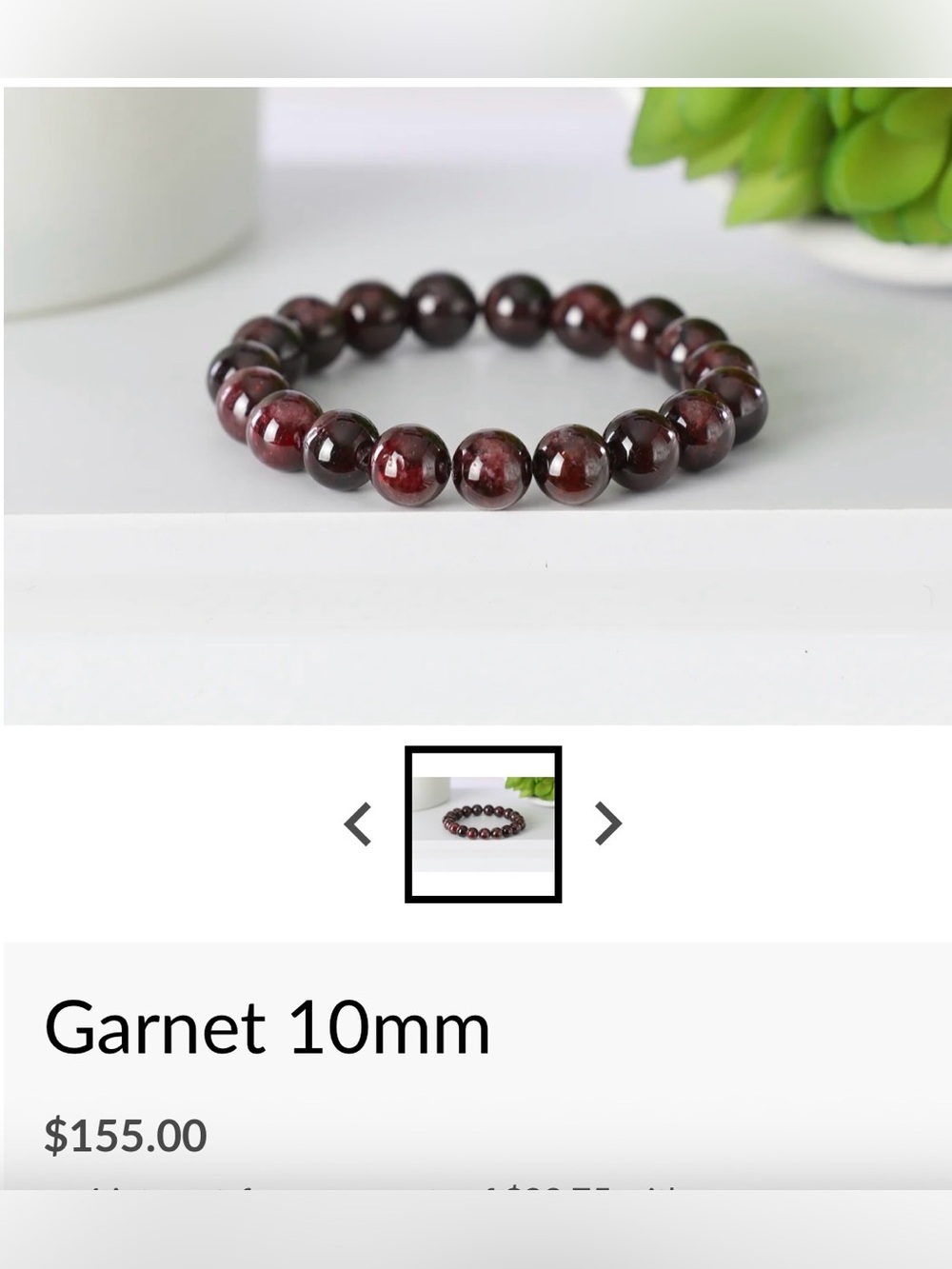 Garnet Bead Stretch Bracelet - Deep Red Garnet